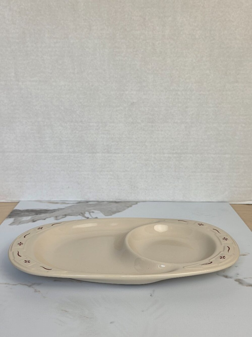Longaberger Woven Traditions Classic Red Ivory Oval Sandwich Soup Snack Tray